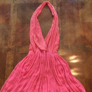 Hot pink halter dress